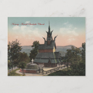 Norwegen Fantoft Stavkirke Kirche Antike Postkarte