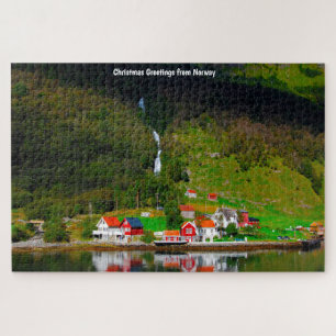 Norwegen Fjord Wasserfall Skandinavien. Jigsaw Puz Puzzle