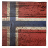 Norwegen-Flagge auf altem hölzernem Korn Fliese (Vorderseite)