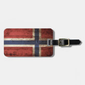 Norwegen-Flagge auf altem hölzernem Korn Gepäckanhänger (Vorderseite horizontal)