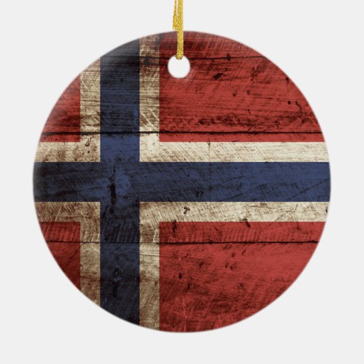 Norwegen-Flagge auf altem hölzernem Korn Keramikornament (Hinten)
