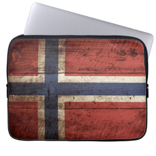Norwegen-Flagge auf altem hölzernem Korn Laptopschutzhülle