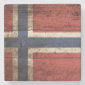 Norwegen-Flagge auf altem hölzernem Korn Steinuntersetzer (Vorderseite)