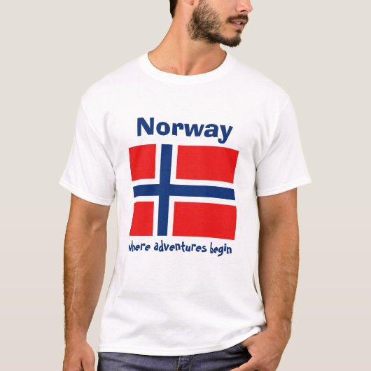 Norwegen-Flagge + Karte + Text-T - Shirt (Vorderseite)