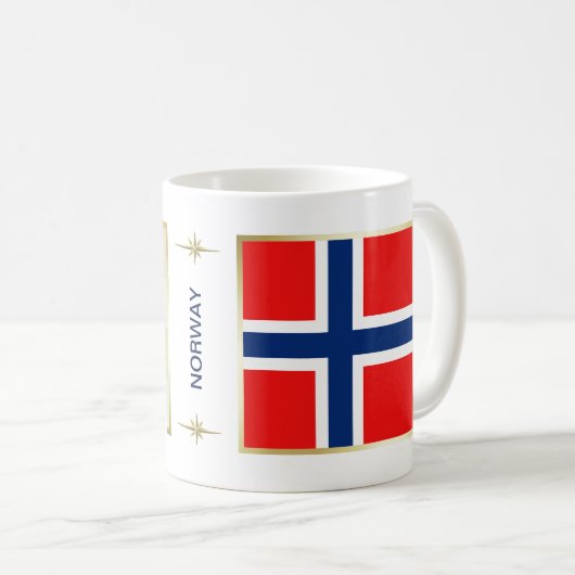 Norwegen-Flagge + Karten-Tasse Kaffeetasse (VorderseiteRechts)