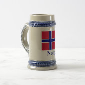 Norwegen-Flagge mit Namen auf Norweger Bierglas (Vorderseite Links)