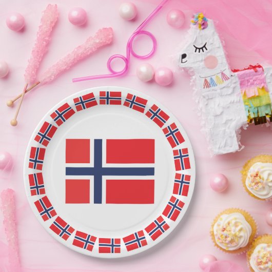 NORWEGEN-FLAGGE PAPPTELLER (Party)