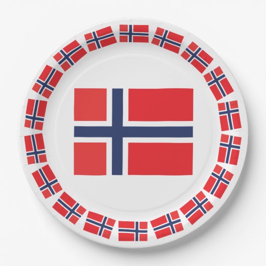 NORWEGEN-FLAGGE PAPPTELLER (Vorderseite)