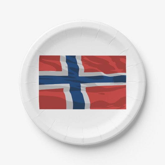 Norwegen Flagge rot und blau Pappteller (Vorderseite)