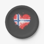 Norwegen-Flaggen-Glänzen schön Pappteller (Vorderseite)