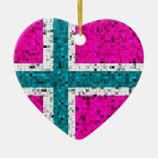 Norwegen-Flaggen-Glitterverzierung Keramik Ornament