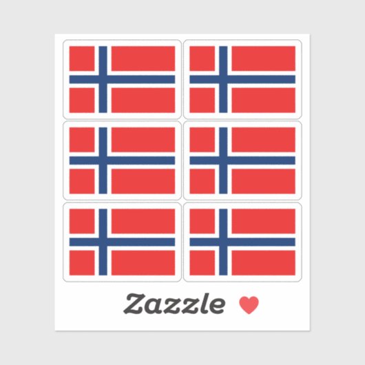 Norwegen-Flaggen-Sticker-Sammlung – Packung mit 6  Aufkleber (Blatt)