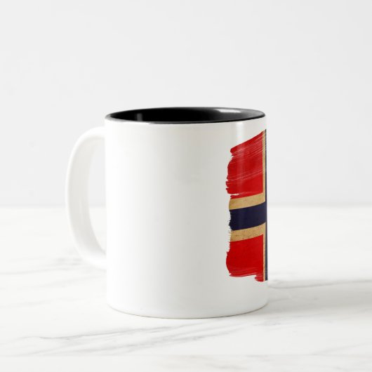 Norwegen-Flaggen-Tasse Zweifarbige Tasse (Vorderseite Links)