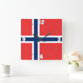 Norwegen Flaggennummern Rotes blaues Weißes Kreuz Quadratische Wanduhr (Zuhause)