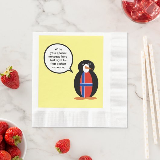 Norwegen - Frau Penguin Personalisiert Serviette (Beispiel)