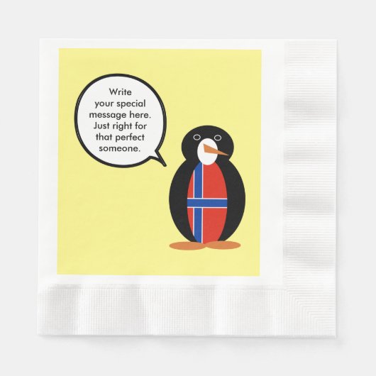 Norwegen - Frau Penguin Personalisiert Serviette (Vorderseite)