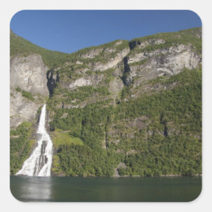 Norwegen, Geirangerfjord (UNESCO), Geiranger. Quadratischer Aufkleber
