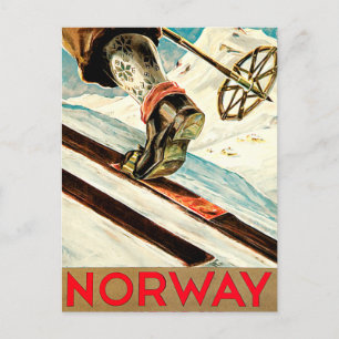 Norwegen - Heimat der Skireise Kunst Postkarte