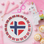 NORWEGEN-HERZ-FORM-FLAGGE PAPPTELLER (Party)