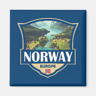 Norwegen Illustration Retro Abzeichen Magnet