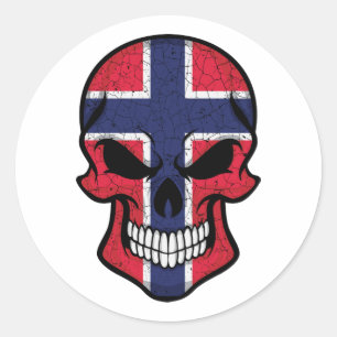 Norwegen lächelt Schädelflagge Runder Aufkleber