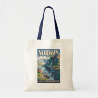 Norwegen Landschaft Illustration Reise Kunst Vinta