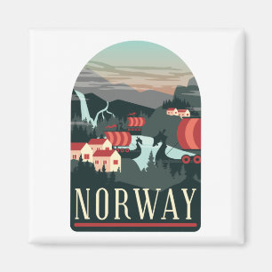 Norwegen Landschaft Vintage Reise Magnet