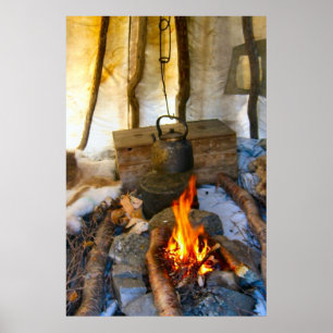 Norwegen, Lappland, innerhalb eines Sami Zeltes Poster