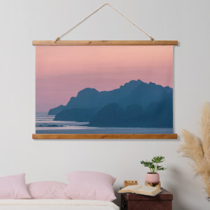 Norwegen Lofoten Landschaft Wandteppich Mit Holzrahmen
