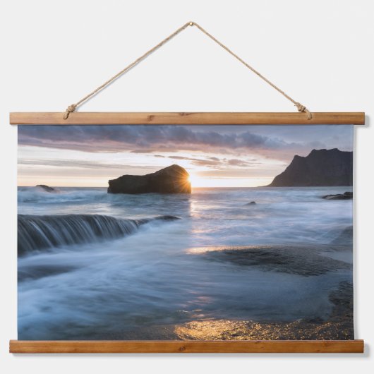 Norwegen Midnight Sun Wandteppich Mit Holzrahmen (Vorne)