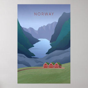 Norwegen Minimal Reiseplakat Poster
