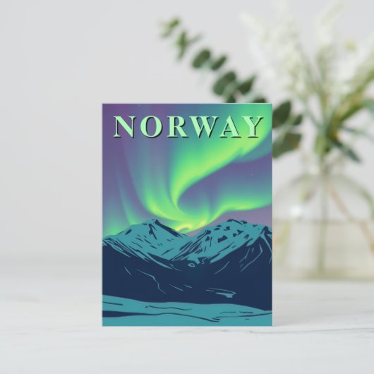Norwegen Nordlichter Aurora Borealis Postkarte (Stehend Vorderseite)