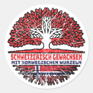 Norwegen Norwegisch Schweizer Baum Wurzel Runder Aufkleber