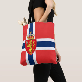 Norwegen, norwegische Flagge, mit Wappen/blau Tasche