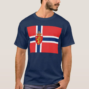 Norwegen, norwegische Flagge, mit Wappen/d blau T-Shirt