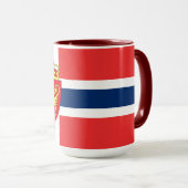 Norwegen, norwegische Flagge, mit Wappen Tasse (VorderseiteRechts)