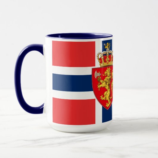 Norwegen, norwegische Flagge, mit Wappen Tasse (Links)