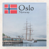Norwegen Oslo Souvenir Glasuntersetzer (Vorderseite)