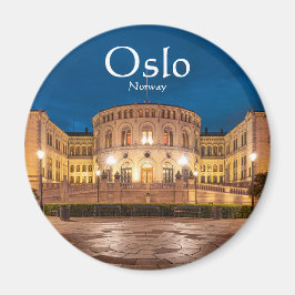Norwegen Oslo Storting Gebäude bei Nacht Magnet