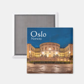 Norwegen Oslo Storting Gebäude bei Nacht Magnet (Vorderseite/Rückseite)