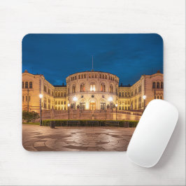 Norwegen Oslo Storting Gebäude bei Nacht Mousepad