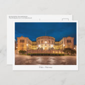 Norwegen Oslo Storting Gebäude bei Nacht Postkarte (Vorne/Hinten)