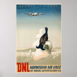 Norwegen Oslo Wintersport Skifahren Vintage Reise Poster