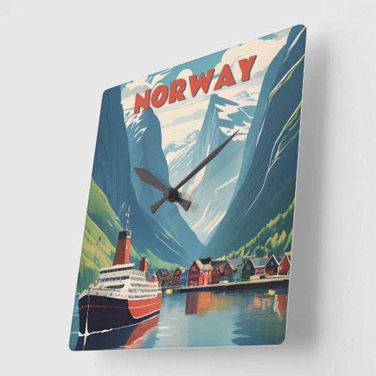 Norwegen Quadratische Wanduhr (Winkel)