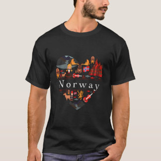 Norwegen Reisen Norwegische Symbole Geschenk T-Shirt