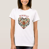 Norwegen Rosemaling Folk Art Heart T-Shirt (Vorderseite)