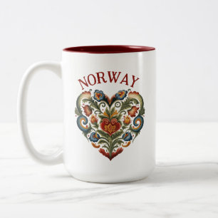 Norwegen Rosemaling Folk Art Herz Zwei-Tone-Kaffee Zweifarbige Tasse