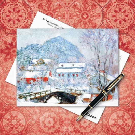 Norwegen, Sandviken Village Snow Claude Monet Postkarte