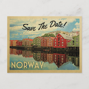 Norwegen Save the Date Vintag Ankündigungspostkarte