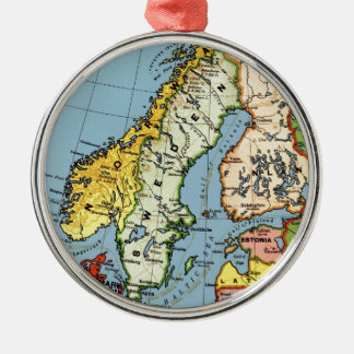 Norwegen Schweden Dänemark Karte Design Silbernes Ornament